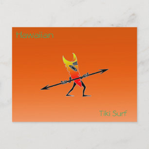 Cartão Postal Tiki Surfer Red E Yellow