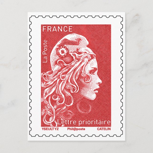 Cartão Postal Timbre Marianne (Frente)