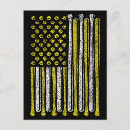 Cartão Postal Time Americano de Softbol Bandeira Americana Vinta