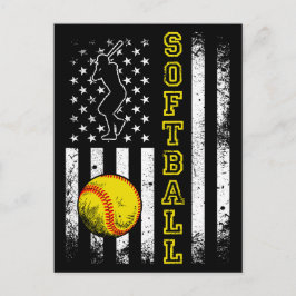 Cartão Postal Time Americano de Softbol Vintage Engraçado