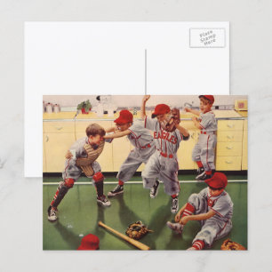 Cartão Postal Time Esportivo Antigo Equipe de Beisebol, Meninos 