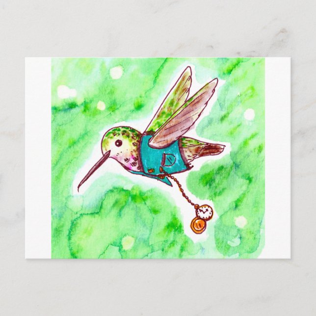 Cartão Postal Time Flies Hummingbird Paing (Frente)