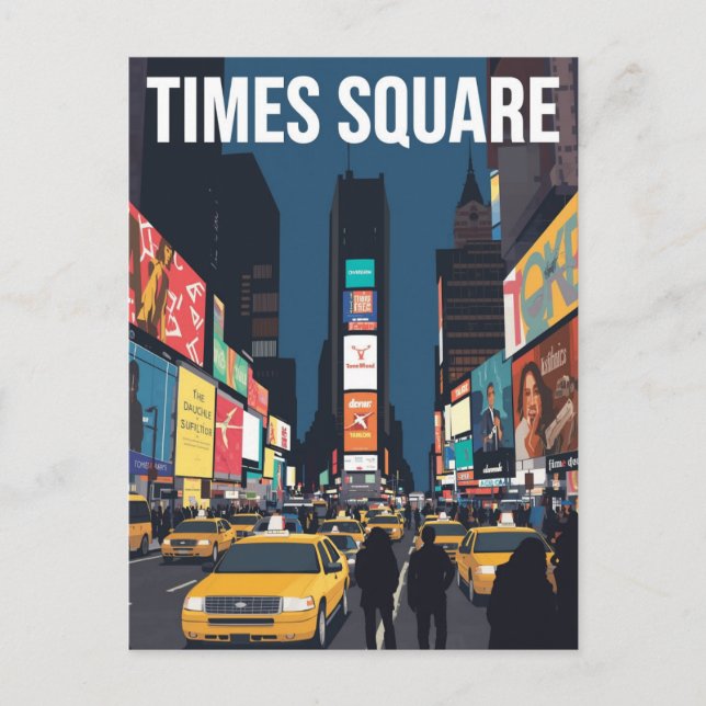 Cartão Postal Times Square New York Taxi Cab Art (Frente)
