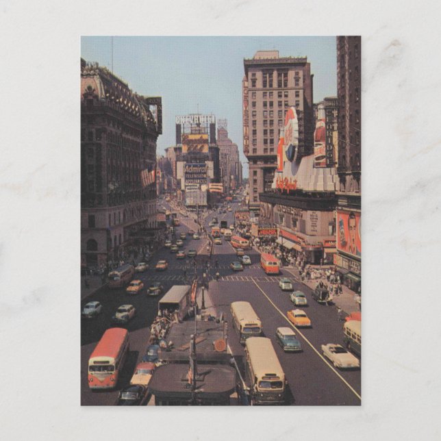 Cartão Postal Times Square, Nova Iorque da década de 1950 Inspir (Frente)
