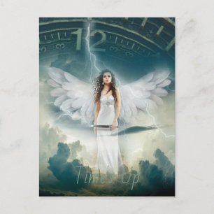 Cartão Postal Time's Up Movement Female Angel Wings Clock