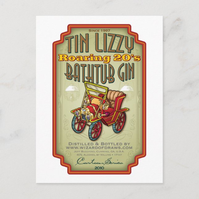Cartão Postal Tin Lizzy Bathtub Gin (Frente)