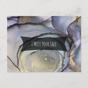 Cartão Postal Tinta Colorida de Álcool Abstrato I I Miss Your Fa