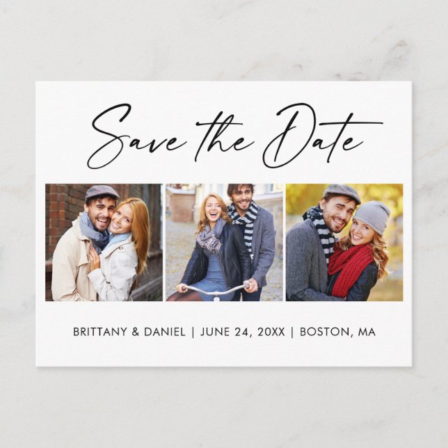 Cartão Postal Tinta Moderna De Caligrafia Salva A Foto Data 3 (Frente)