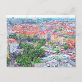 Cartão Postal Tinta pastel do mercado Viktualienmarkt de Munique