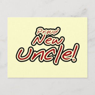 Cartão Postal Tio Novo Orgulhoso - Texto Vermelho e Preto