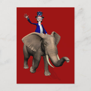 Cartão Postal Tio Sam Andando Em Elefante