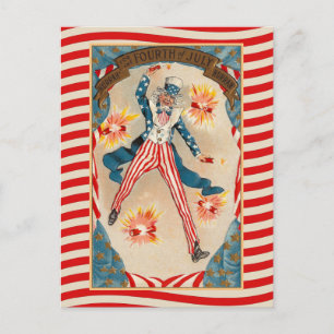 Cartão Postal Tio Sam, da Vintage de 4 de julho