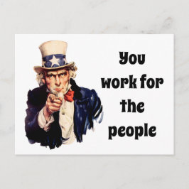 Cartão Postal Tio Sam Mensagem aos Funcionários Eleitos