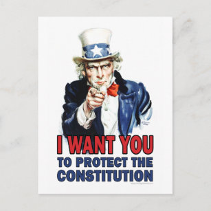 Cartão Postal Tio Sam: Quero que proteja a Constituição