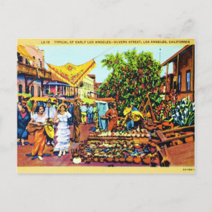 Cartão Postal Típica do início de Los Angeles - Rua Olvera