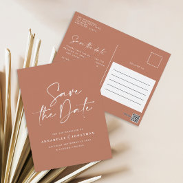 Cartão Postal Típica escrita à mão moderna terracota de casament