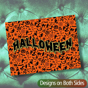 Cartão Postal Típica negra e laranja feliz do Halloween