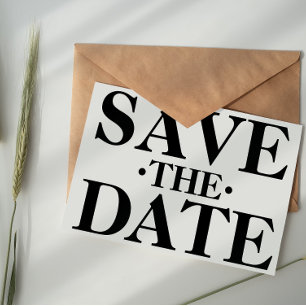 Cartão Postal Típica simples em preto e branco Salvar a Data