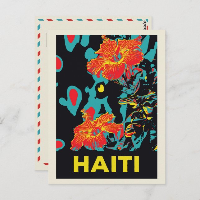Cartão postal típico de caribe hibisco do Haiti (Frente/Verso)