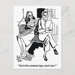 Cartão Postal Tipo Cavemen, Casal Namorando, Humor, Vintage