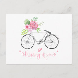 Cartão Postal Tipo de Letra do Script de Buquê Floral de Bicicle