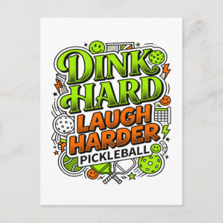Cartão Postal Tipografia de Pickleball Dink Hard Rir Mais Forte
