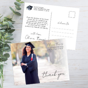 Cartão Postal Tipografia de Roteiro Graduação Foto Obrigado