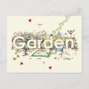 Cartão Postal Tipografia do Jardim Word Art Cute Engraçado