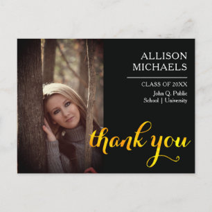 Cartão Postal Tipografia Dourada   Graduação Black 2023 Obrigado