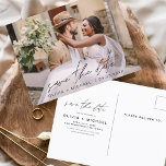 Cartão Postal Tipografia editável Salva a data Foto minimalista<br><div class="desc">Casamento Salve os Cartões de Data que têm uma foto na frente. Os Cartões salve a data contêm uma moderna tipografia cursiva escrita escrita escrita escrita escrita escrita escrita escrita que é elegante,  simples e moderna a ser usada depois da simples celebração do dia de casamento minimalista.</div>