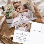 Cartão Postal Tipografia editável Salva a data Foto minimalista<br><div class="desc">Casamento Salve os Cartões de Data que têm uma foto na frente e atrás. Os Cartões salve a data contêm uma moderna tipografia cursiva escrita escrita escrita escrita escrita escrita escrita escrita que é elegante,  simples e moderna a ser usada depois da simples celebração do dia de casamento minimalista.</div>