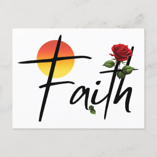 Cartão Postal Tipografia Faith Preta Com Rosa