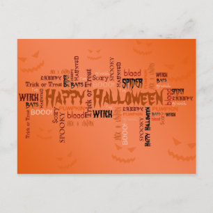 Cartão Postal Tipografia Feliz de Halloween