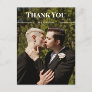 Cartão Postal Tipografia Limpa Foto de agradecimento e Nomes