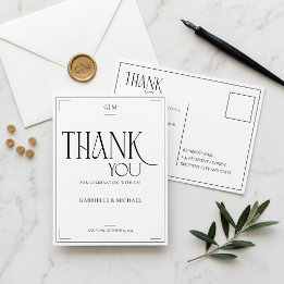 Cartão Postal Tipografia Moderna Agradecimento de Casamento Mini