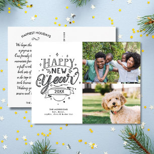 Cartão Postal Tipografia moderna divertida do feliz ano novo 2 F