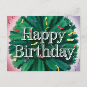 Cartão Postal Tipografia Moderna e Brilhante de Feliz Aniversári