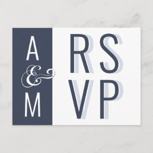 Cartão Postal Tipografia Monograma para RSVP de Casamento Minima