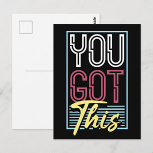 Cartão Postal Tipografia Motivacional Retro Neon "Você Consegue"