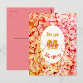 Cartão Postal Tipografia Rosa Elegante Cumprimento de Aniversári