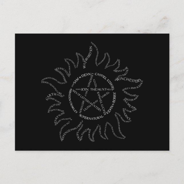 Cartão Postal Tipografia Supernatural Pentagrama (Frente)