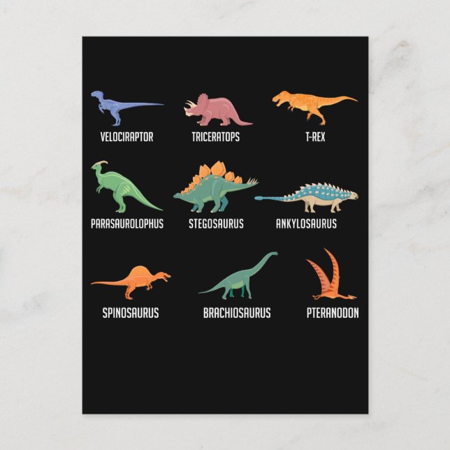 Cartão Postal Tipos de Dinossauros Spinossauro Trex (Frente)