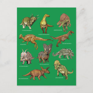 Cartão Postal Tipos de Ilustrações de Dinossauros