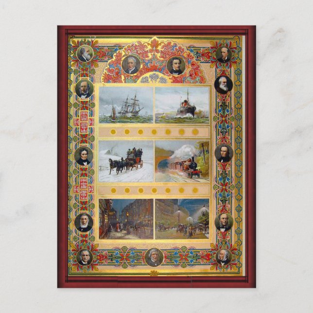 Cartão Postal Tipos de transporte de vinhetas (Frente)