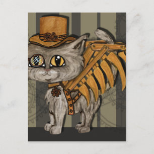 Cartão Postal Tipps Steampunk Cat Fairy