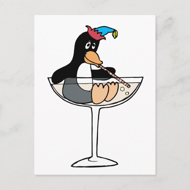 Cartão Postal Tipsy Penguin (Frente)