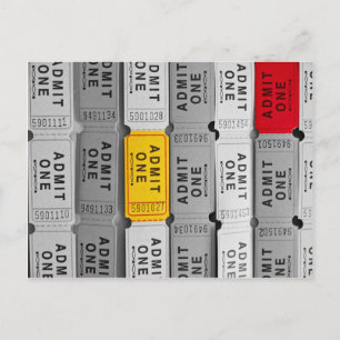 Cartão Postal Tíquete de Admitir um Filme Vermelho e Amarelo