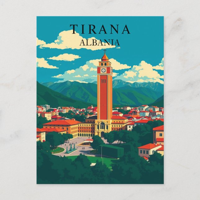 Cartão Postal Tirana, Albânia, Viagens vintage dos Balcãs (Frente)