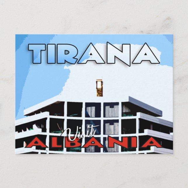 Cartão Postal Tirana, Visite a Albânia (Frente)
