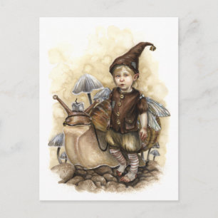 Cartão Postal Tirando um Caracol para uma Rolagem